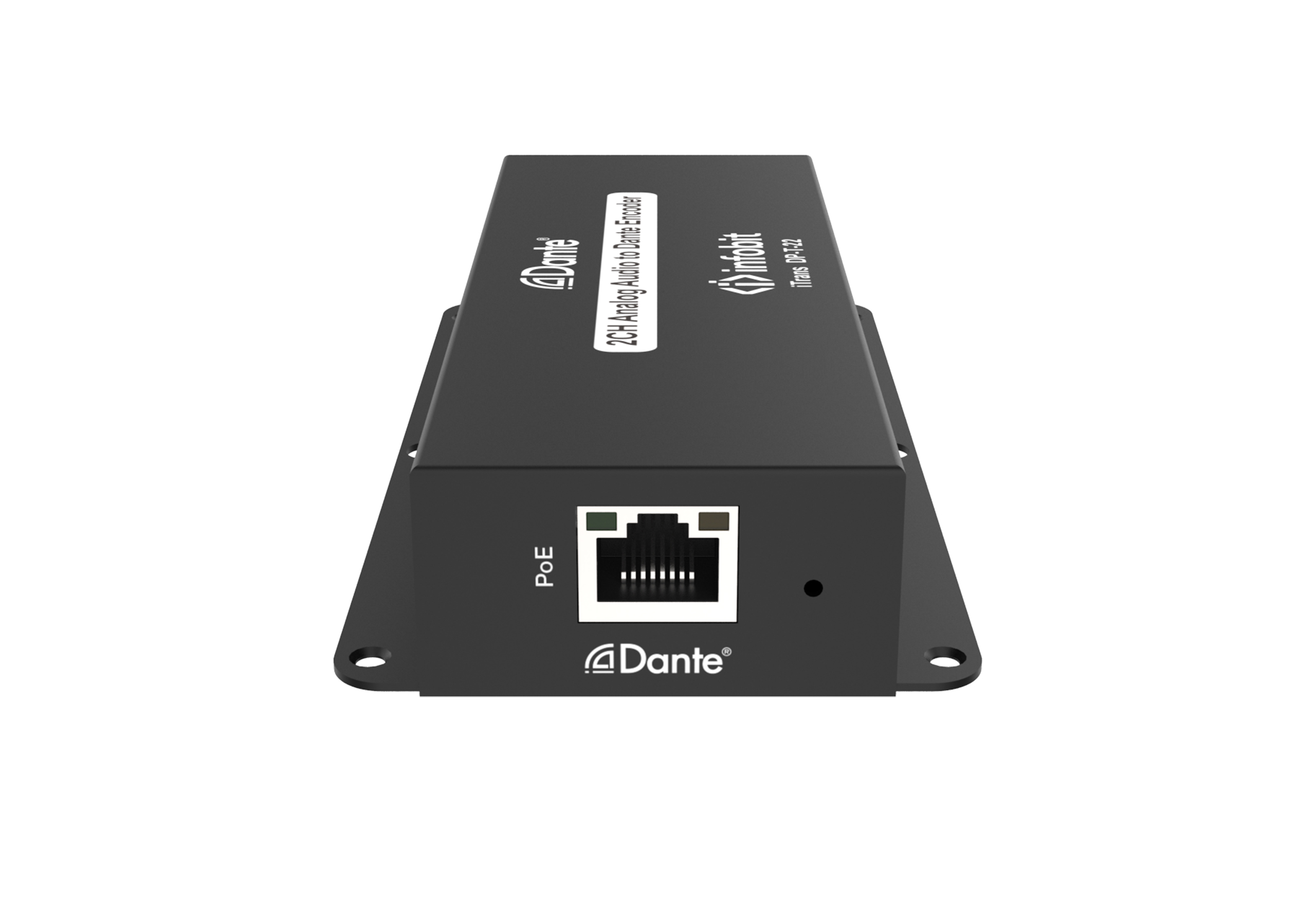 2-х канальный аналоговый аудиокодер Infobit iTrans DP-T-22,  Dante передатчик (Tx) с PoE